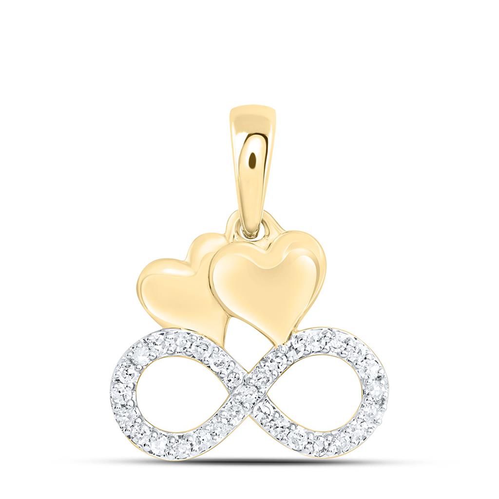 10K Yellow Gold 1/8 Cttw Natural Diamond Gift Heart Inifinity Pendant