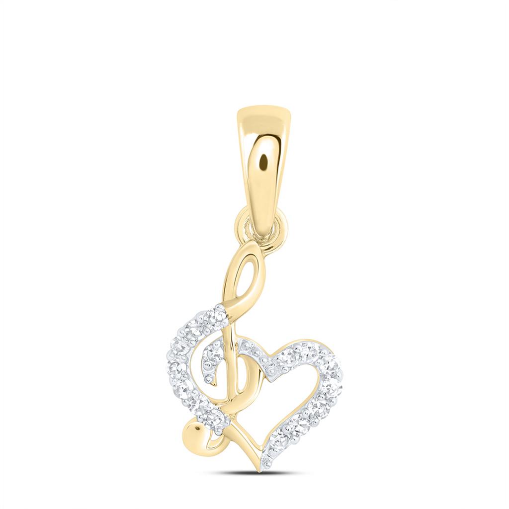 10K Yellow Gold 1/20 Cttw Natural Diamond Gift Heart Pendant