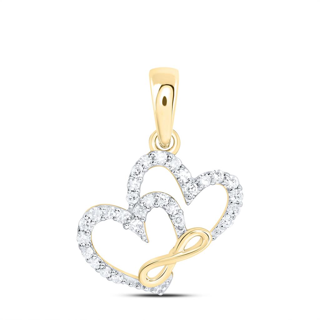 10K Yellow Gold 1/8 Cttw Natural Diamond Gift Inifinity Heart Pendant