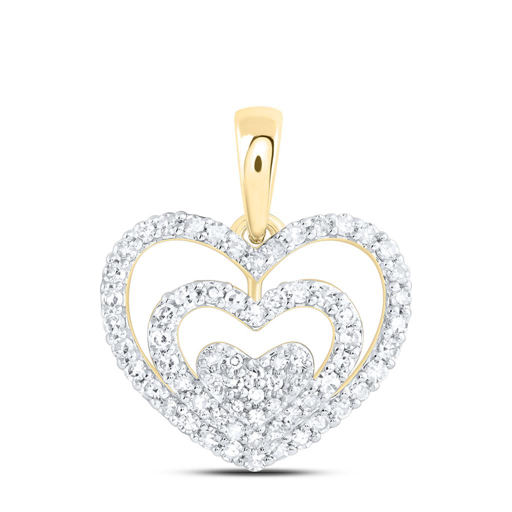 10K Yellow Gold 1/3 Cttw Natural Diamond Fashion Heart Pendant