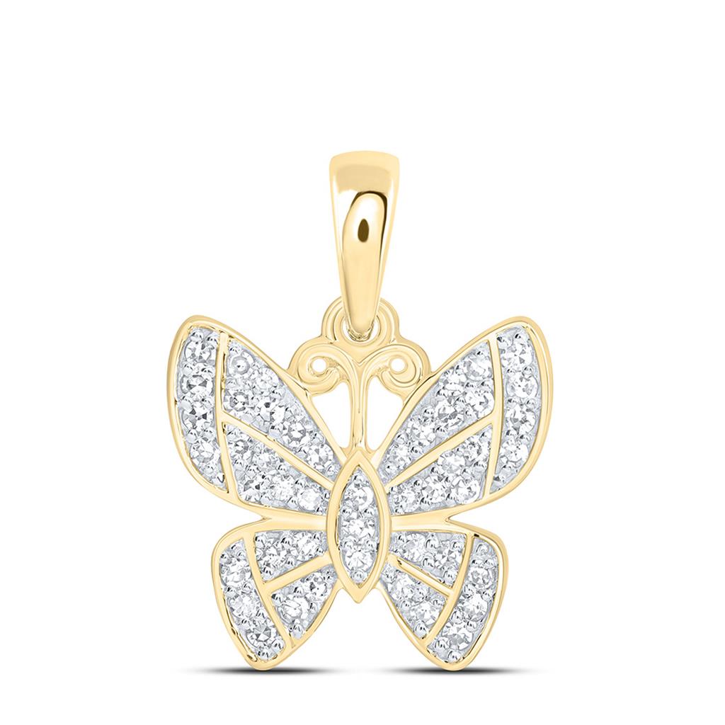 10K Yellow Gold 1/5 Cttw Natural Diamond Fashion Butterfly Pendant