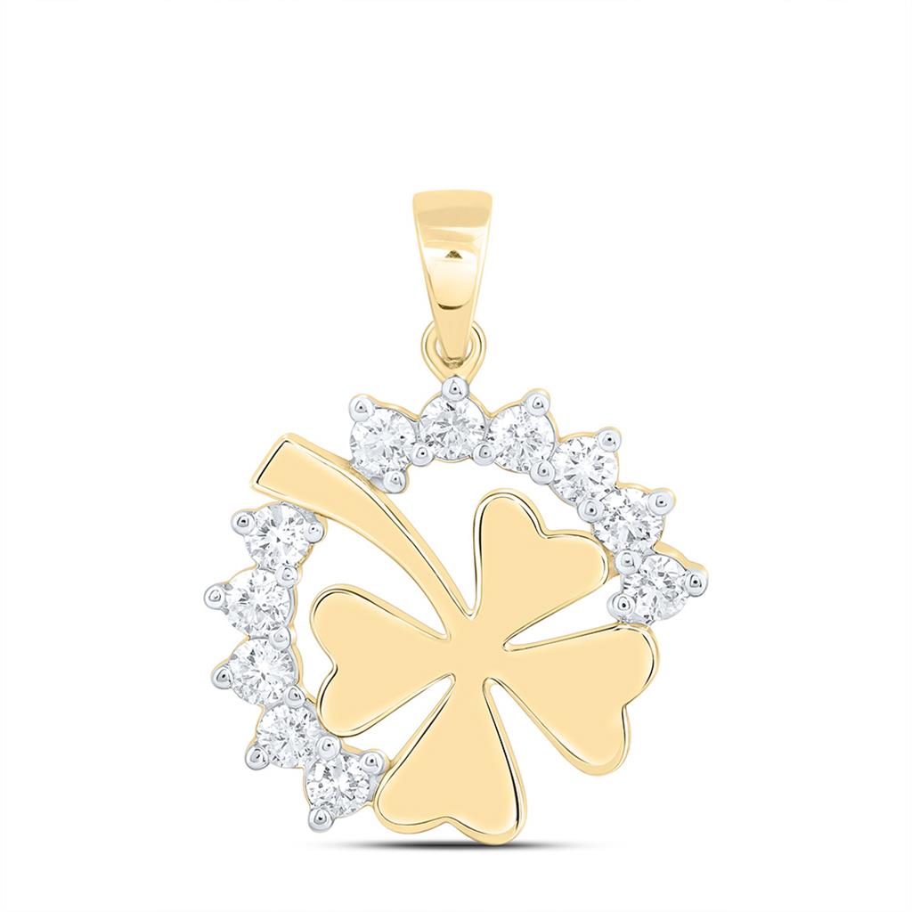 10K Yellow Gold 1/2 Cttw Natual Diamond Cn Fashion Flower Pendant