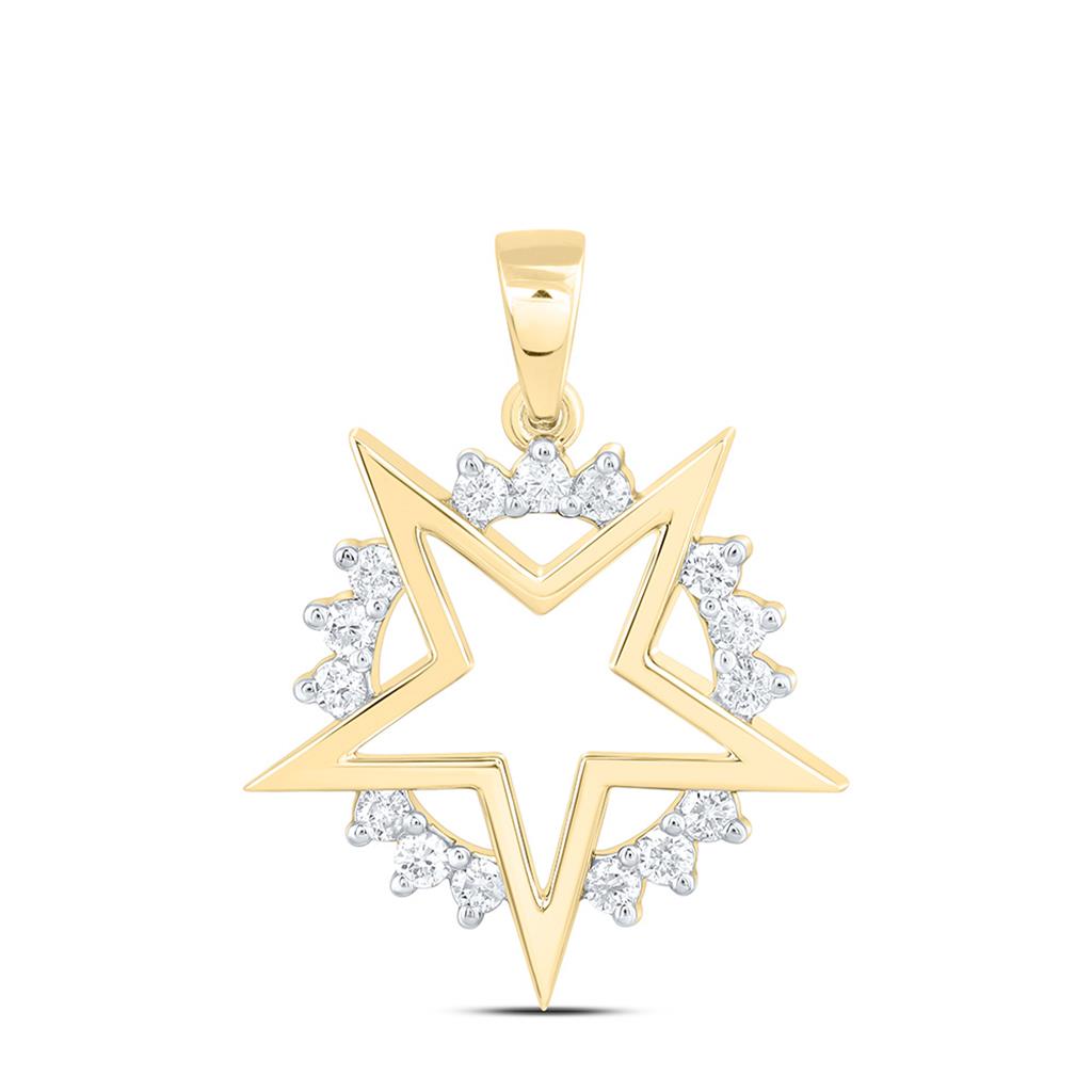 10K Yellow Gold 1/4 Cttw Natual Diamond Cn Fashion Star Pendant