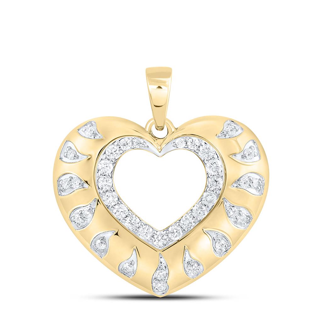 10K Yellow Gold 1/3 Cttw Natural Diamond Cn Fashion Heart Pendant