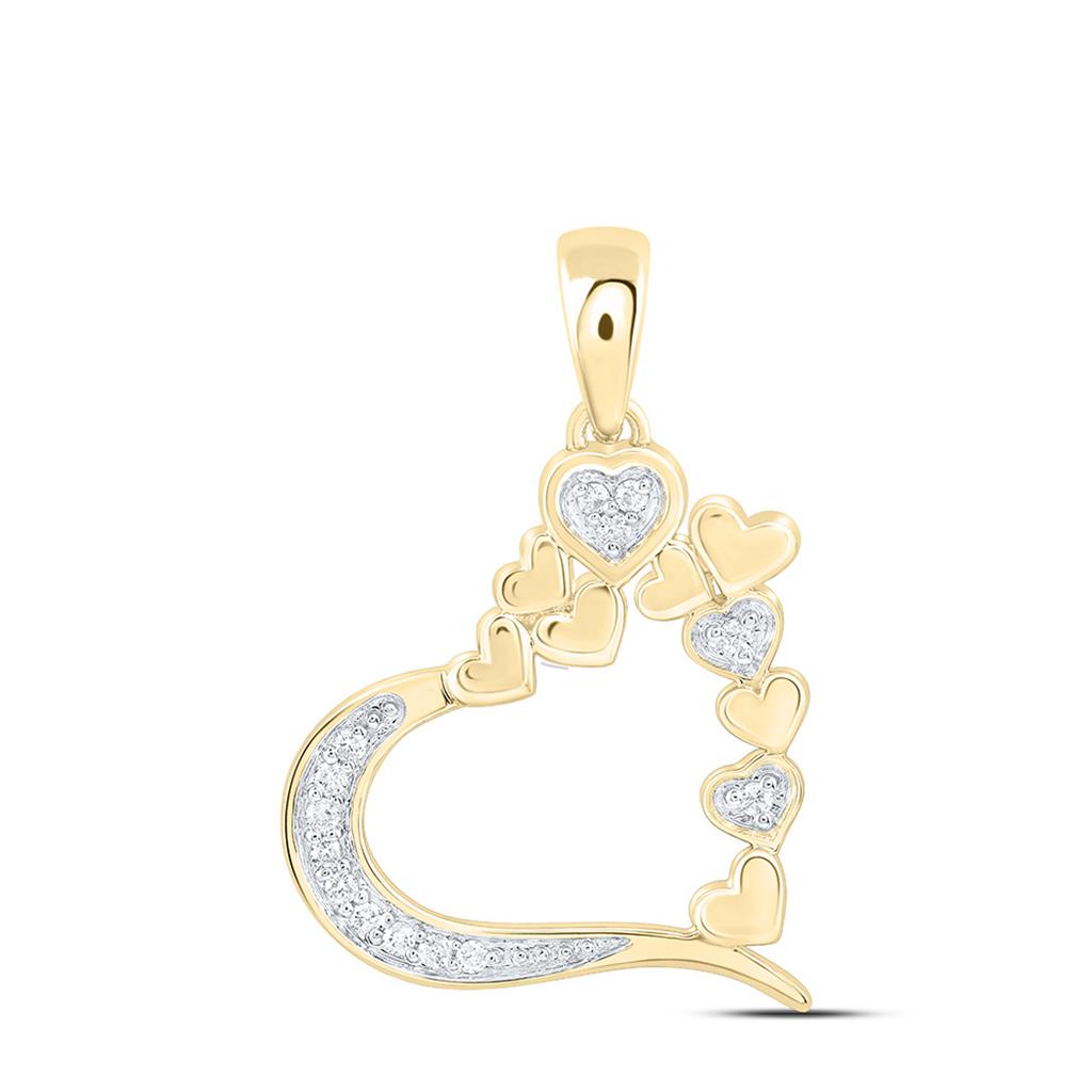 10K Yellow Gold 1/20 Cttw Natural Diamond Cn Fashion Heart Pendant