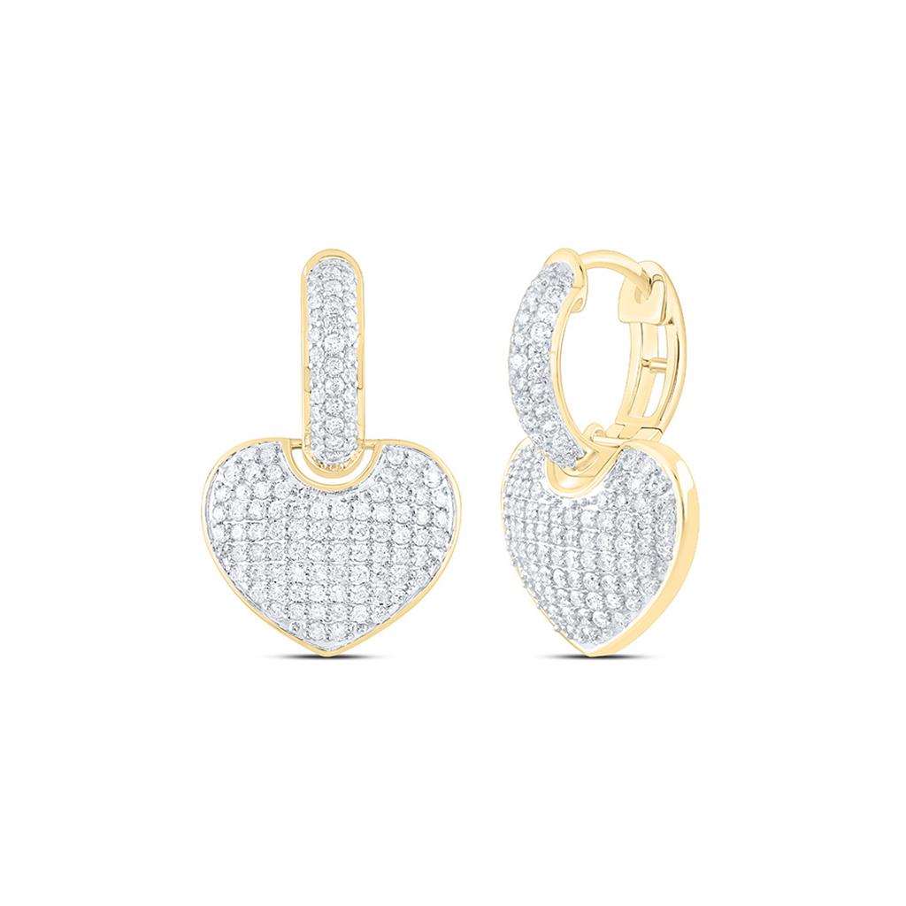 14K Yellow Gold 7/8 Cttw Natural Diamond Ana M Fashion Heart Hoop Earring