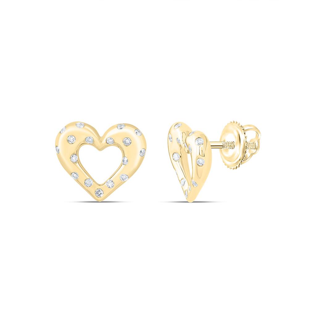 10K Yellow Gold 1/6 Cttw Natural Diamond Cn Fashion Heart Earring