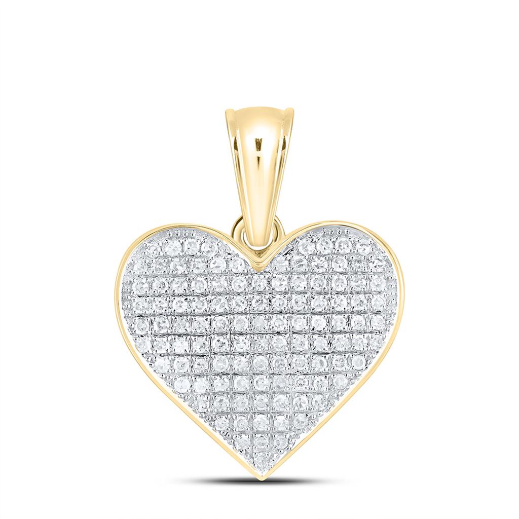 10K Yellow Gold 1/3 Cttw Natural Diamond Fashion Heart Pendant
