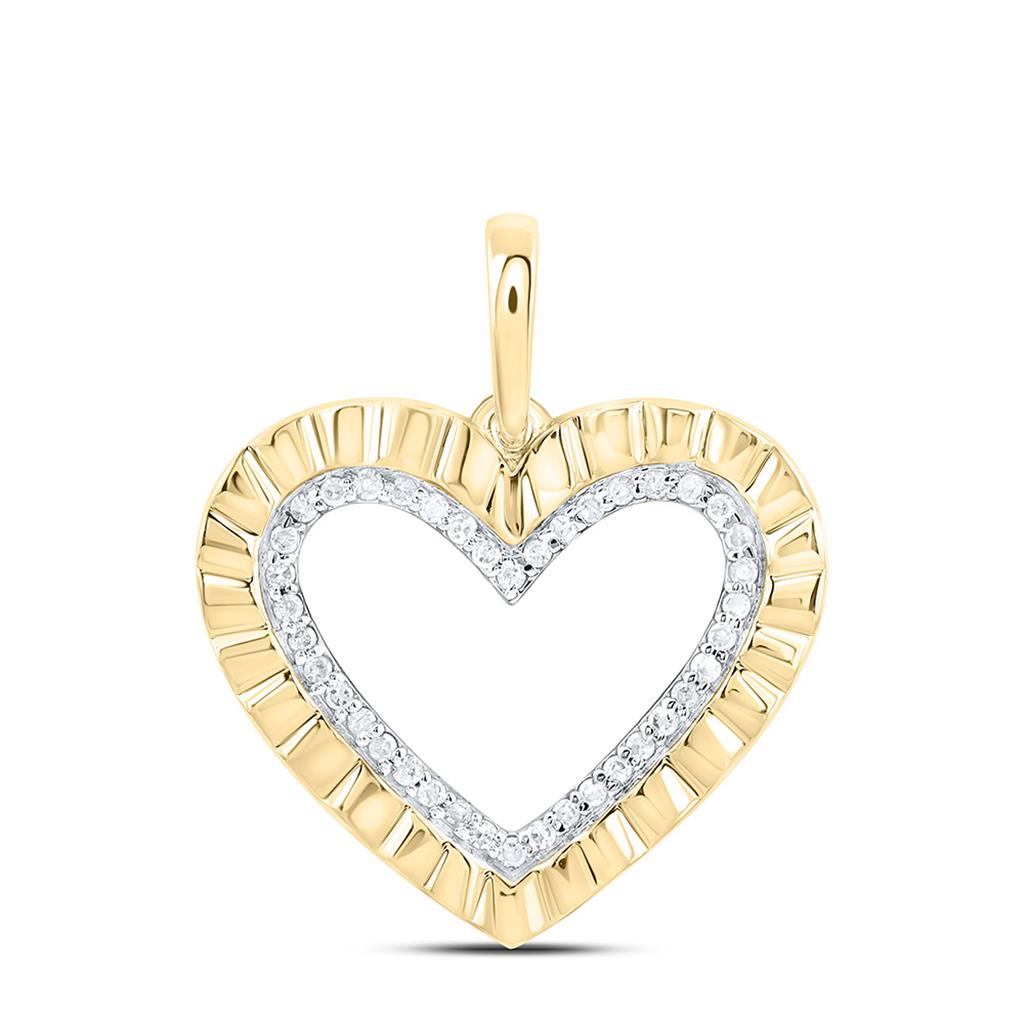 10K Yellow Gold 1/10 Cttw Natural Diamond Gift Heart Pendant