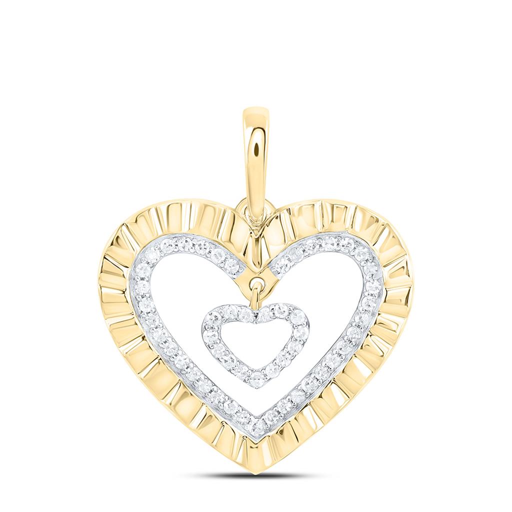 10K Yellow Gold 1/6 Cttw Natural Diamond Gift Heart Pendant