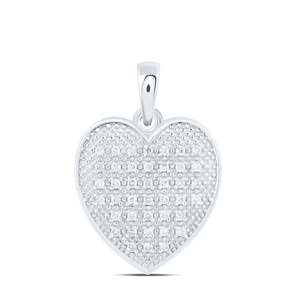 Sterling Silver 1/10 Cttw Natural Diamond Gift Heart Pendant