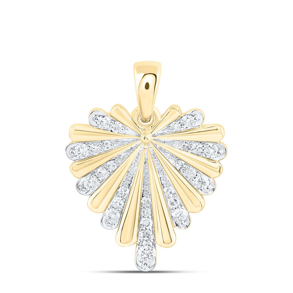 10K Yellow Gold 1/5 Cttw Natural Diamond Fashion Heart Pendant