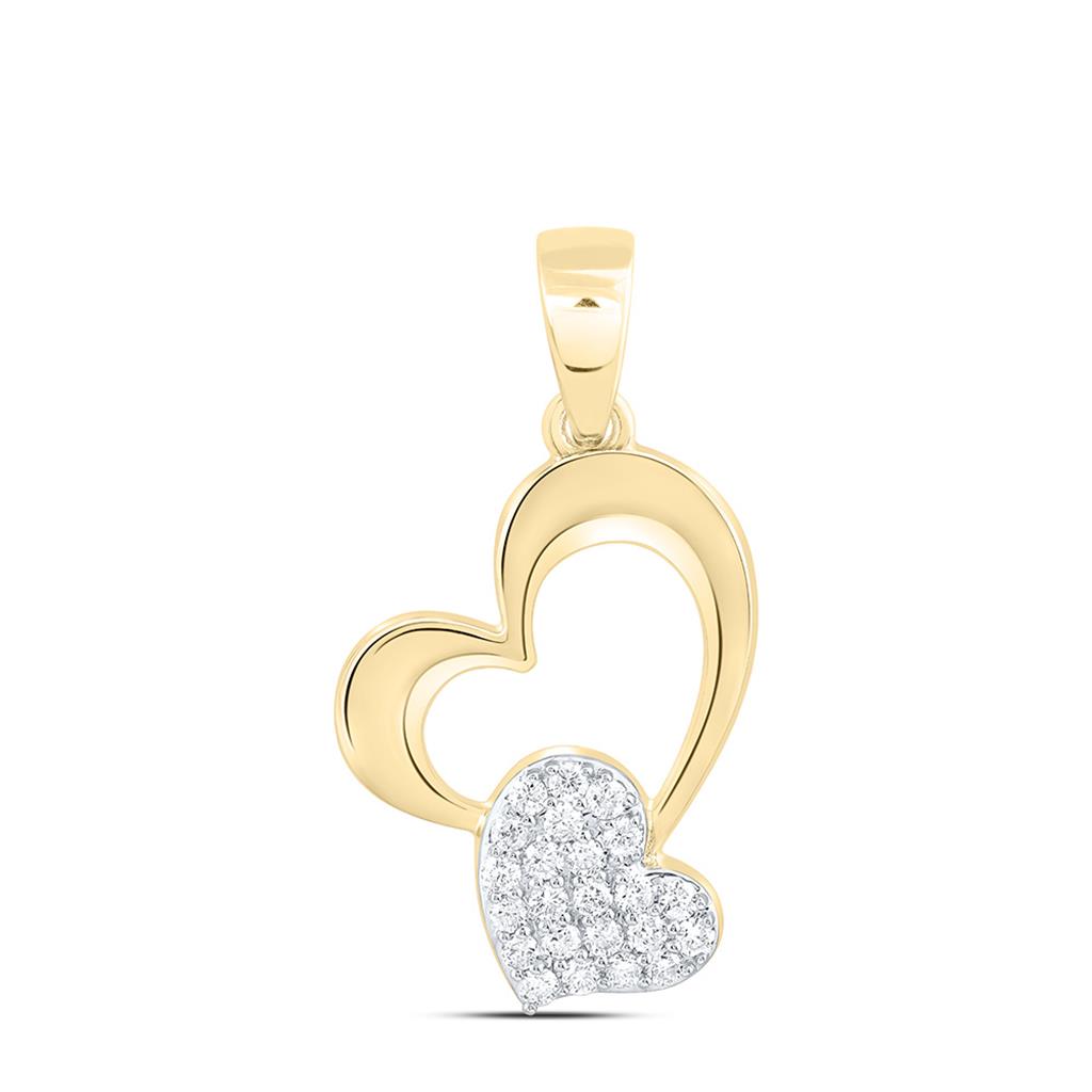 10K Yellow Gold 1/8 Cttw Natural Diamond Fashion Heart Pendant