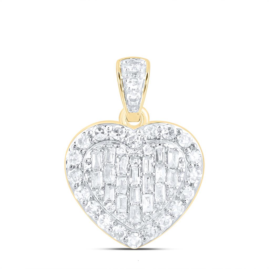 10K Yellow Gold 1/3 Cttw Natural Diamond Fashion Heart Pendant