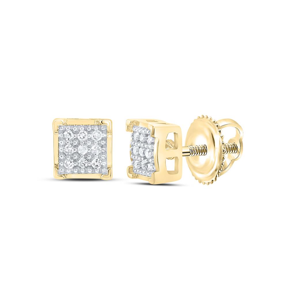 10K Yellow Gold 1/20 Cttw Natural Diamond Gift Micro-Pave Square Earring