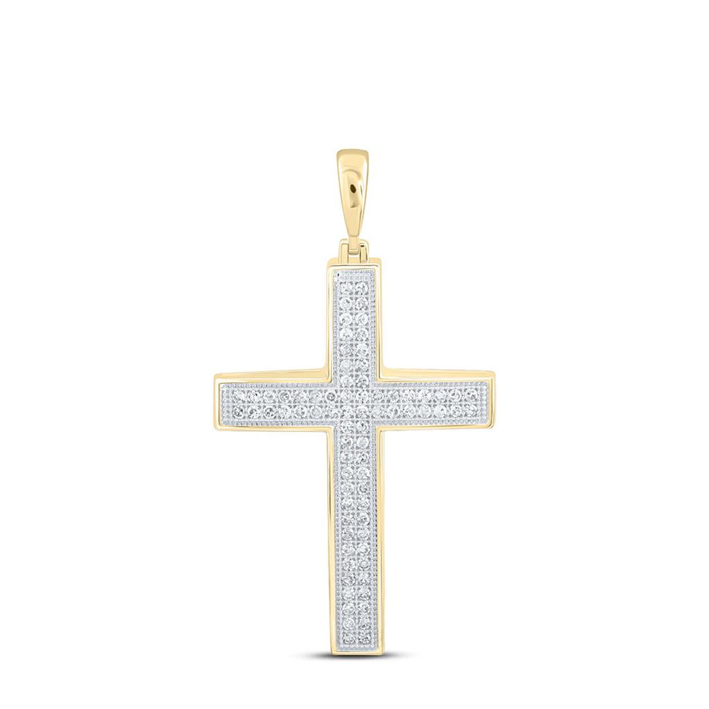10K Yellow Gold 1/4 Cttw Natural Diamond Gift Cross Pendant