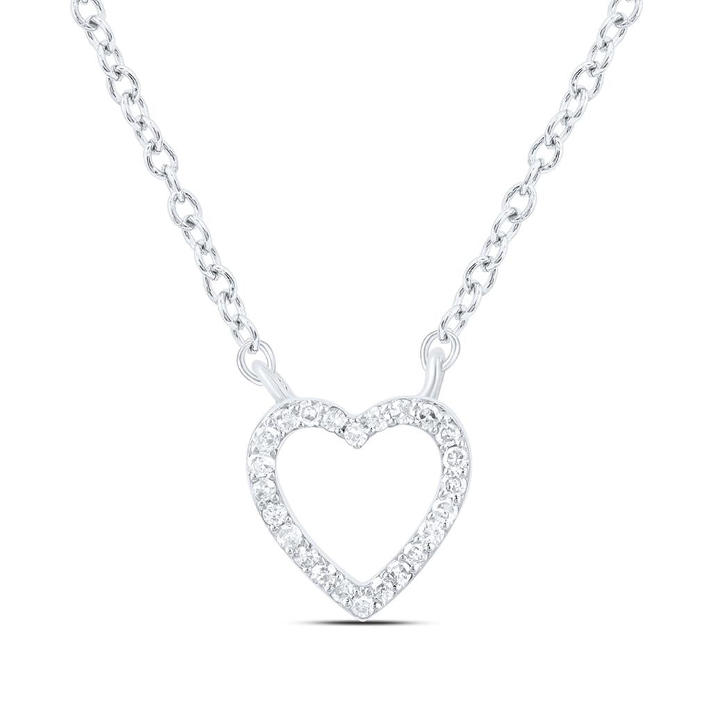 Sterling Silver 1/20 Cttw Natural Diamond Gift Heart Necklace (18 Inch)
