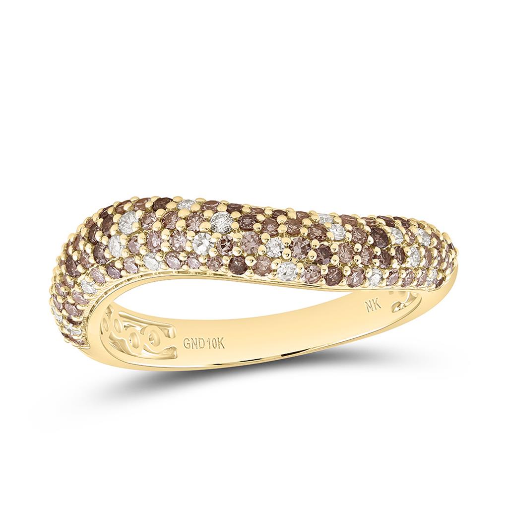 10K Yellow Gold 5/8 Cttw Natural Diamond Fashion Gem Band