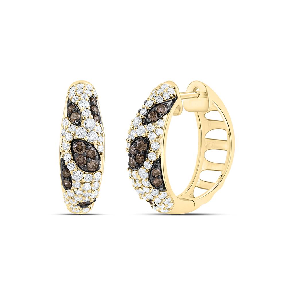 10K Yellow Gold 7/8 Cttw Natural Diamond Fashion Gem Hoop Earring