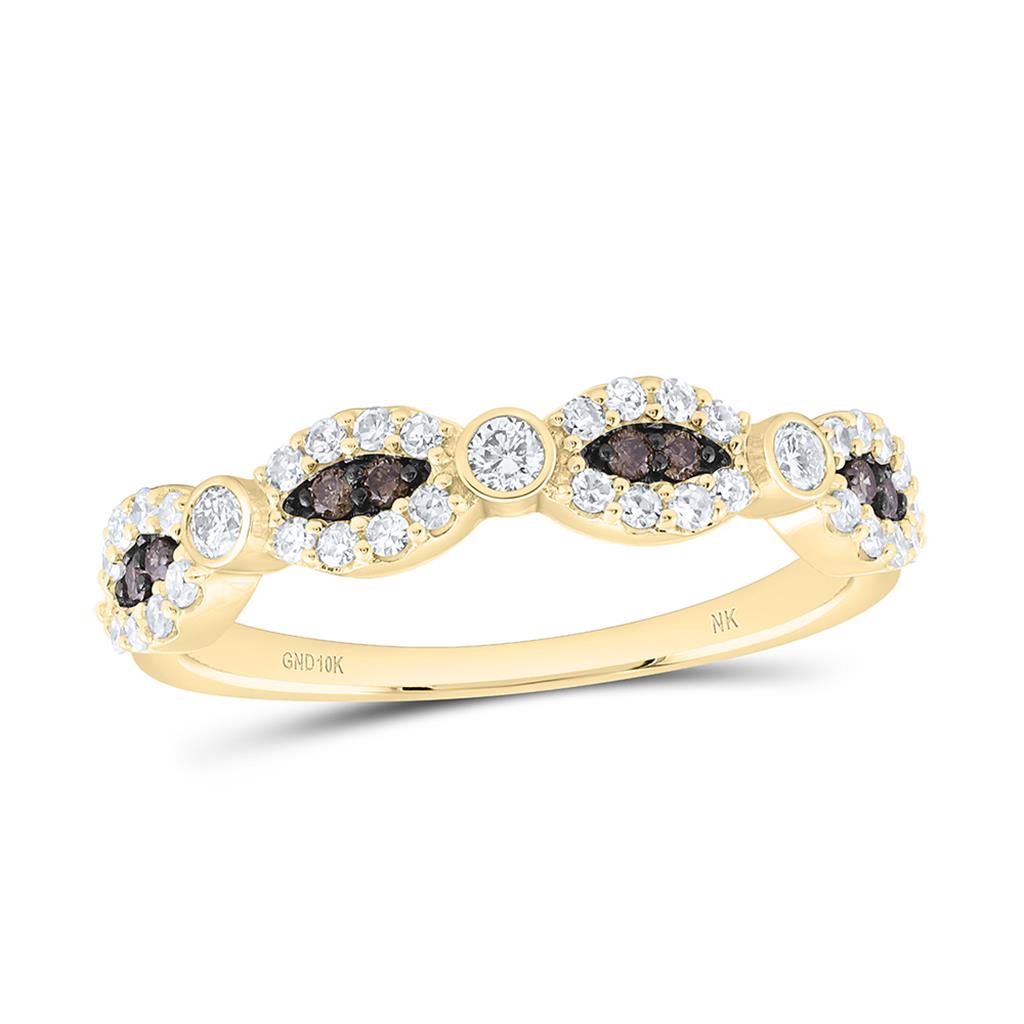 10K Yellow Gold 3/8 Cttw Natural Diamond Fashion Cognac Natural Band
