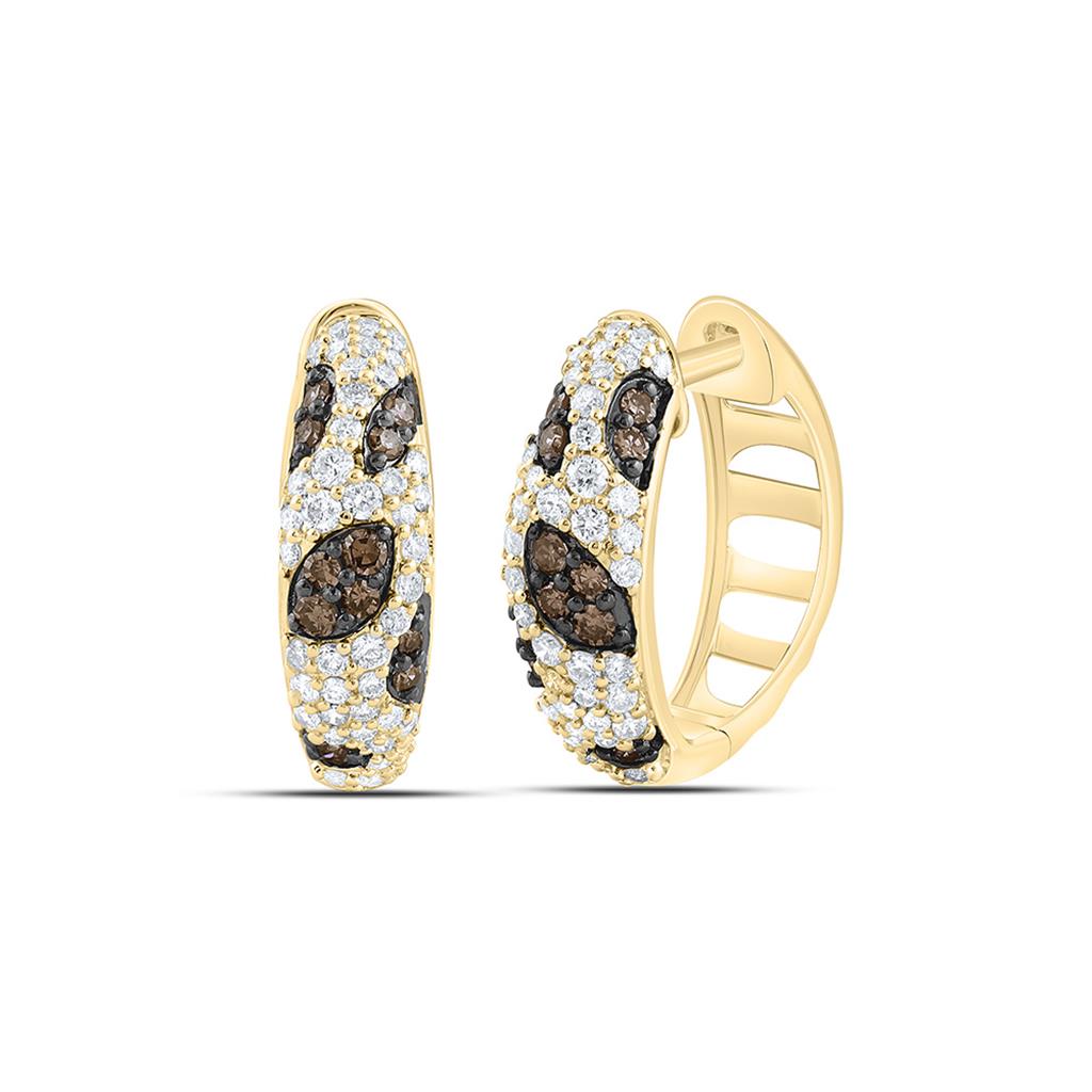 10K Yellow Gold 1/2 Cttw Natural Diamond Fashion Gem Hoop Earring