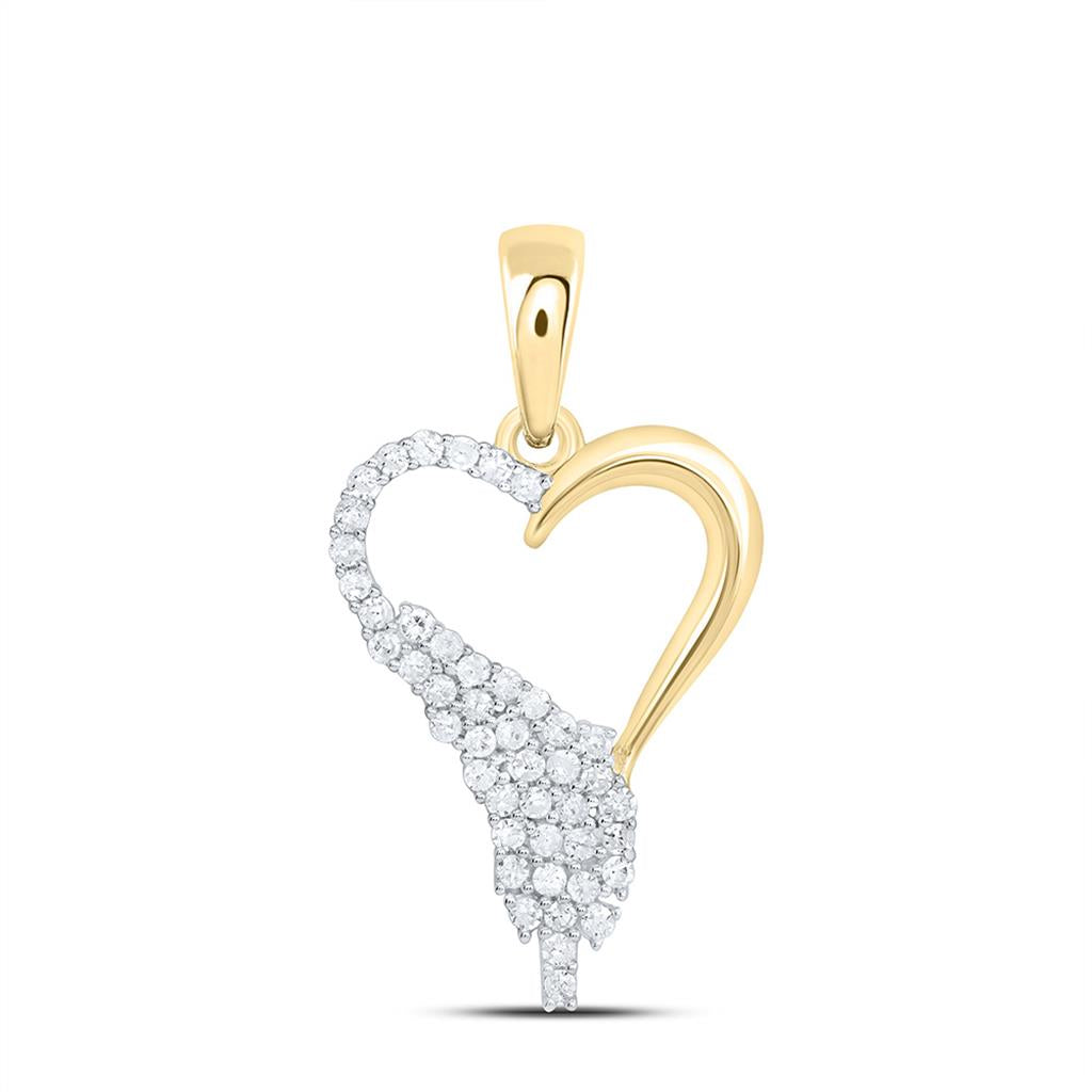 Sterling Silver Yellow Tone 1/5 Cttw Natural Diamond Gift Heart Pendant
