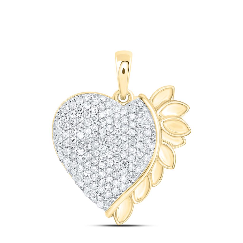 Sterling Silver Yellow Tone 1/2 Cttw Natural Diamond Gift Heart Pendant