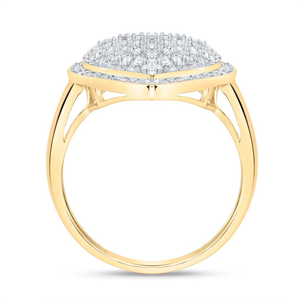 Sterling Silver Yellow Tone 1/3 Cttw Natural Diamond Gift Heart Ring