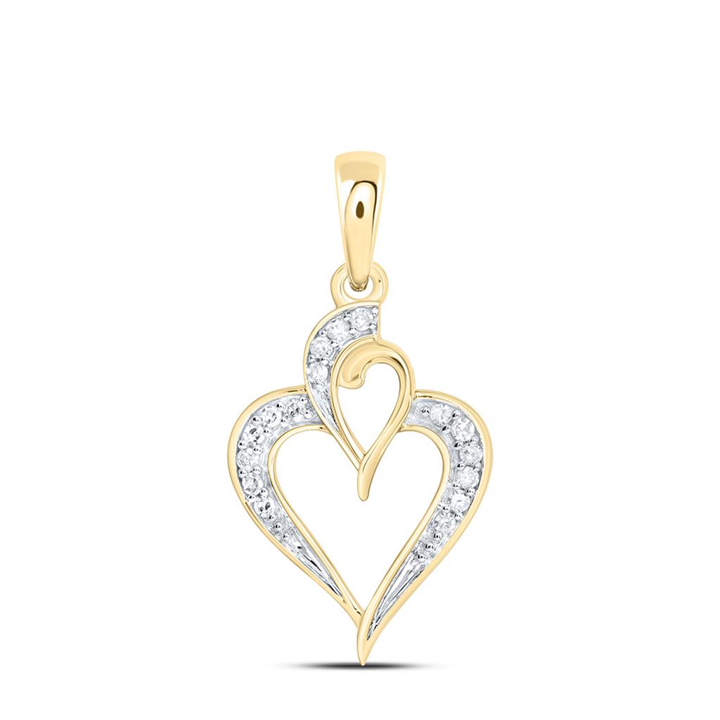 Sterling Silver Yellow Tone 1/20 Cttw Natural Diamond Gift Heart Pendant