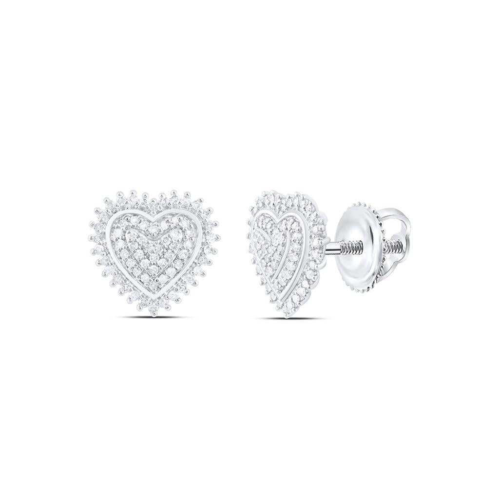 Sterling Silver 1/4 Cttw Natural Diamond Gift Heart Earring