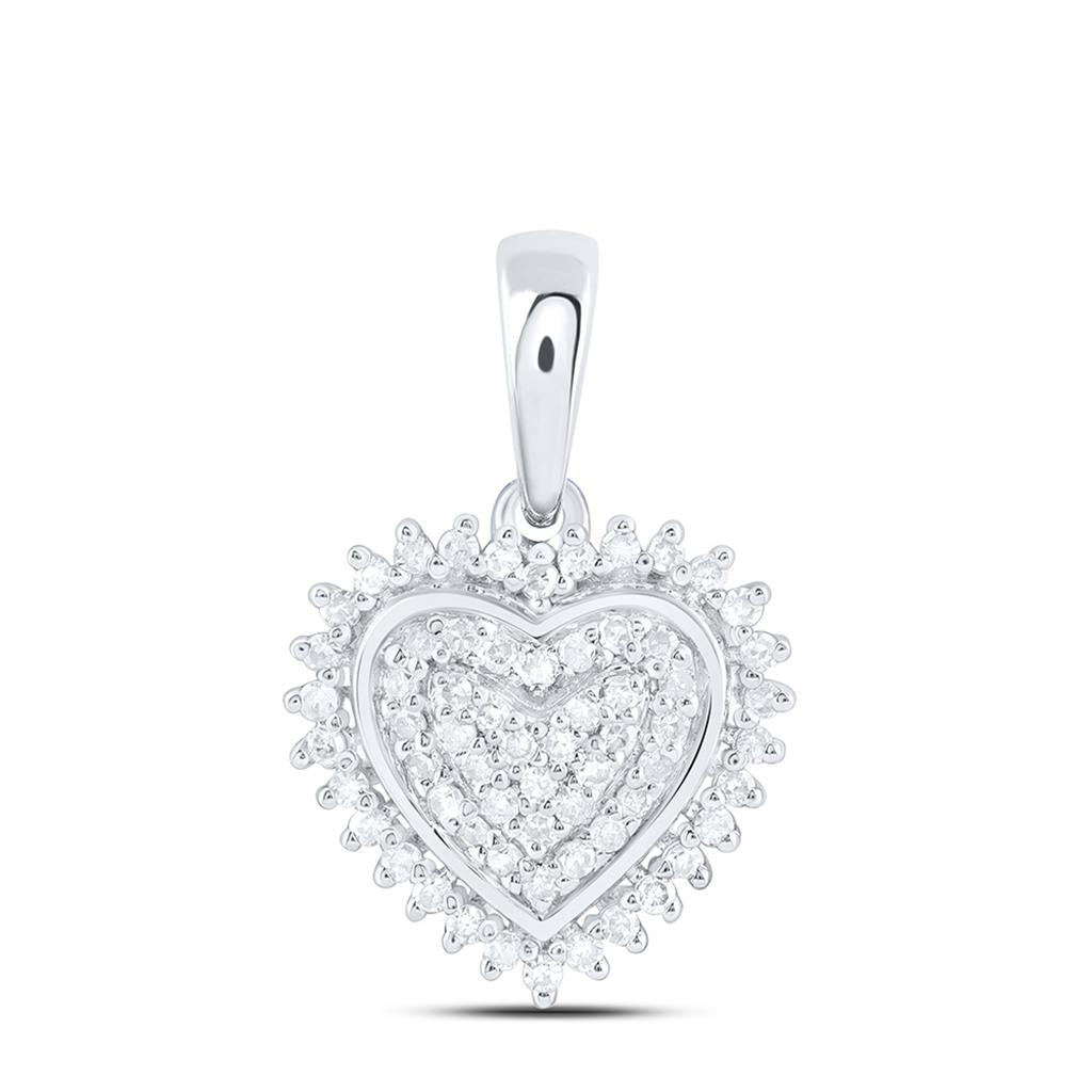 Sterling Silver 1/5 Cttw Natural Diamond Gift Heart Pendant