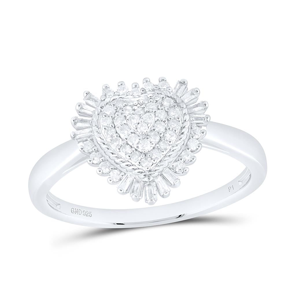 Sterling Silver 1/4 Cttw Natural Diamond Gift Heart Ring
