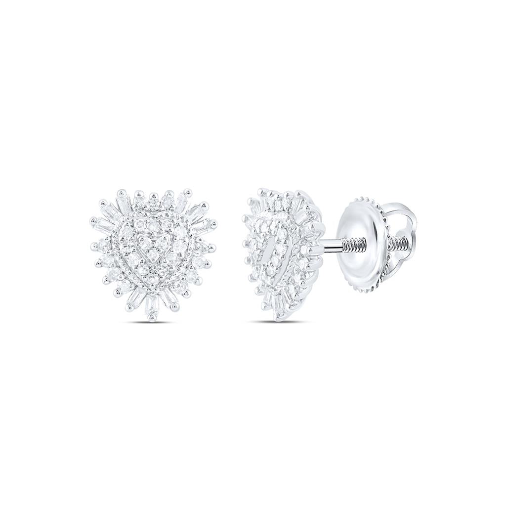Sterling Silver 1/4 Cttw Natural Diamond Gift Heart Earring