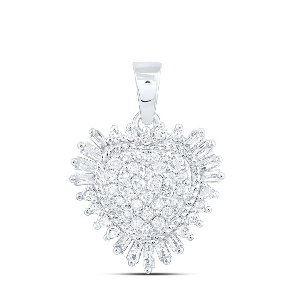 Sterling Silver 1/4 Cttw Natural Diamond Gift Heart Pendant