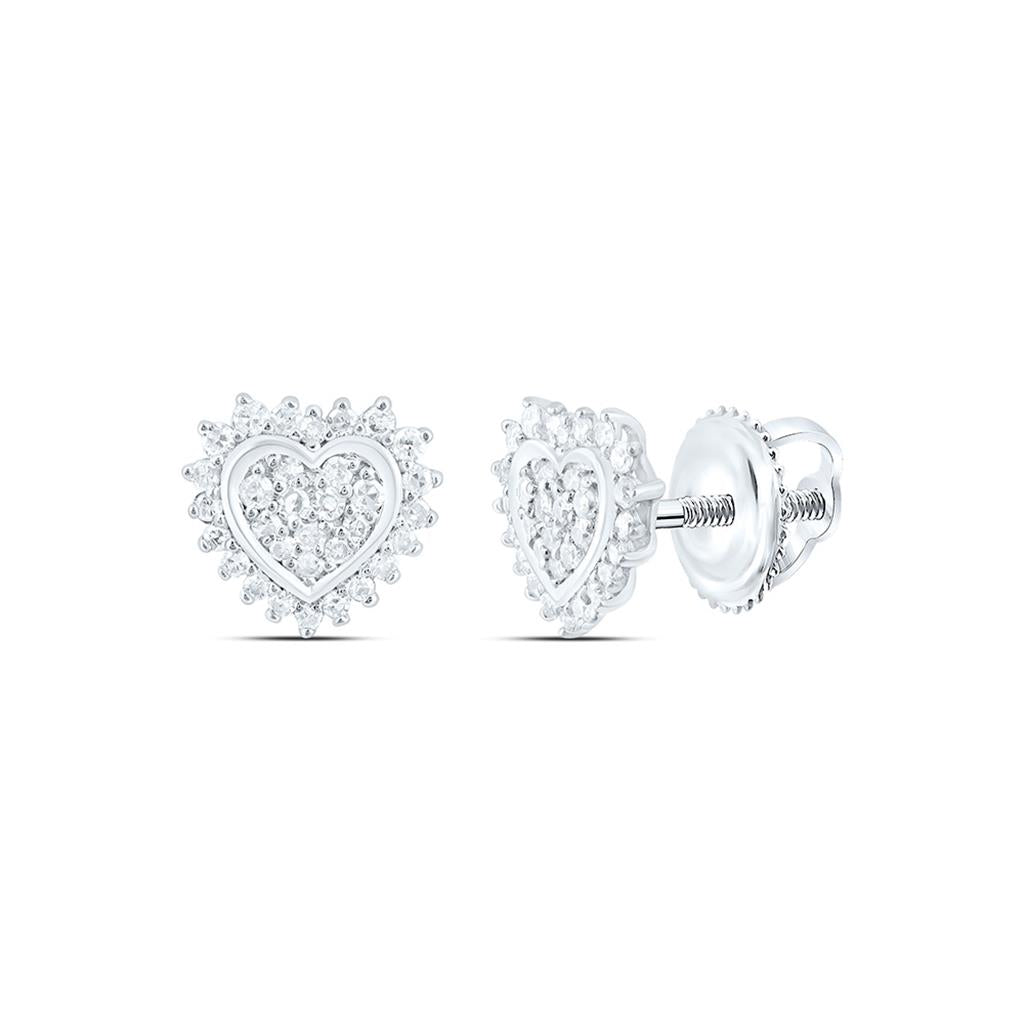 Sterling Silver 1/5 Cttw Natural Diamond Gift Heart Earring
