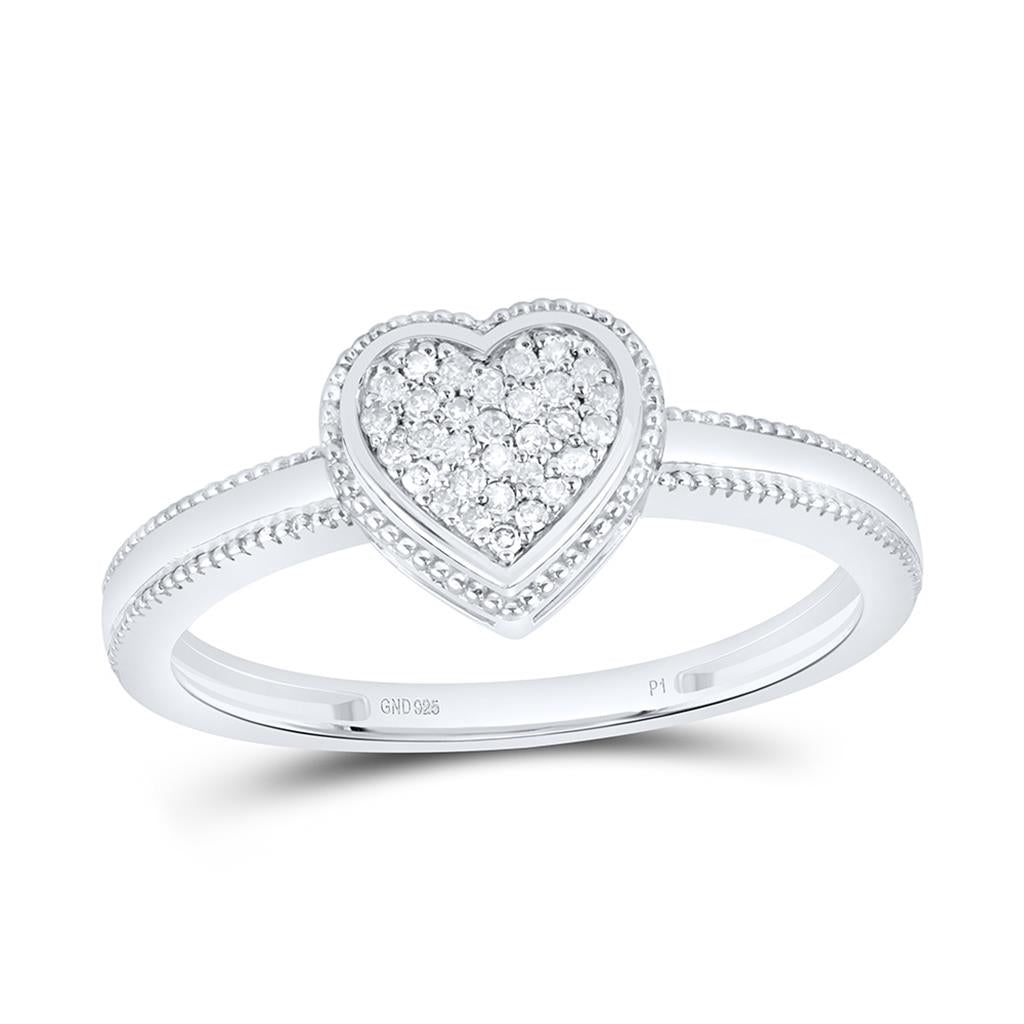 Sterling Silver 1/10 Cttw Natural Diamond Gift Heart Ring