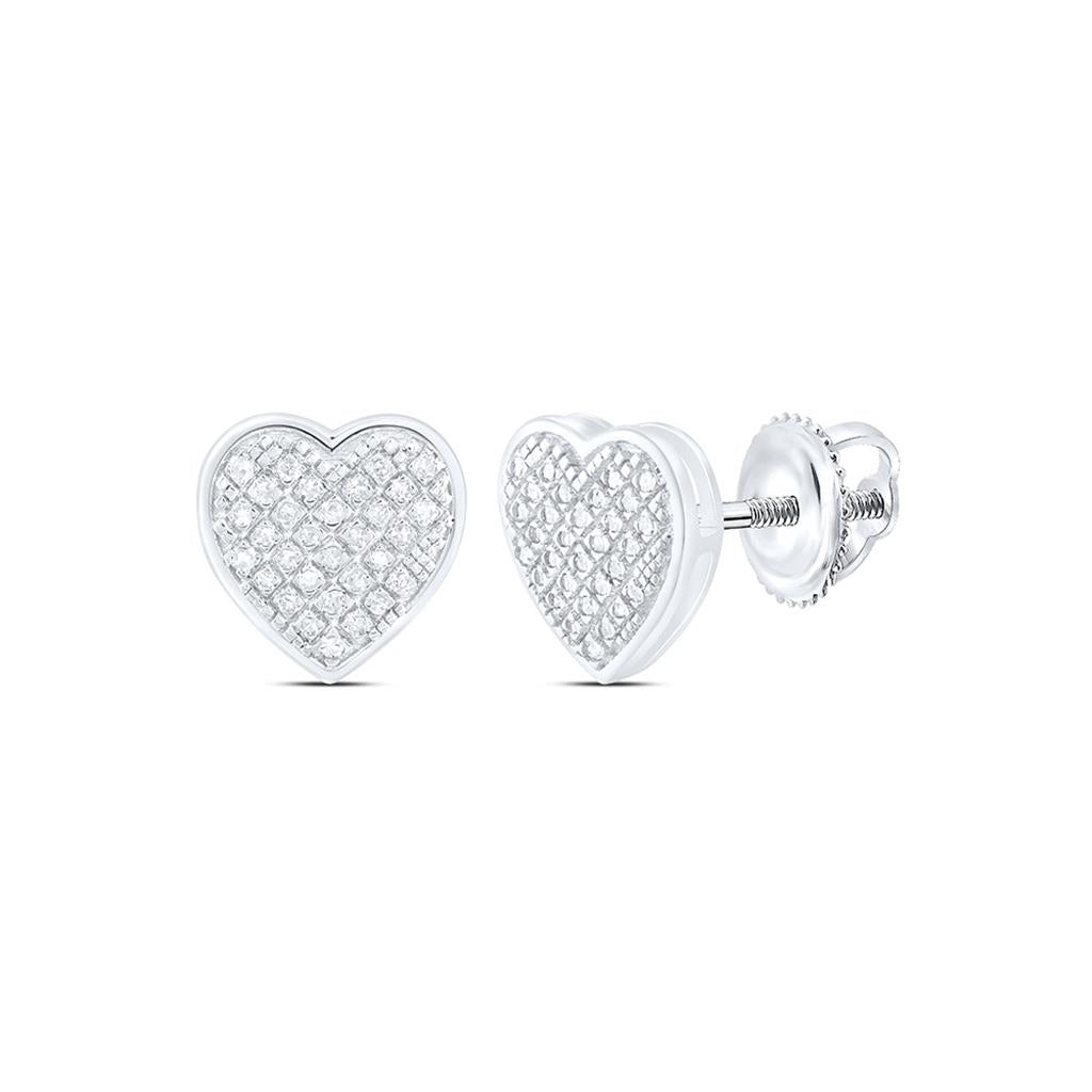 Sterling Silver 1/5 Cttw Natural Diamond Gift Heart Earring