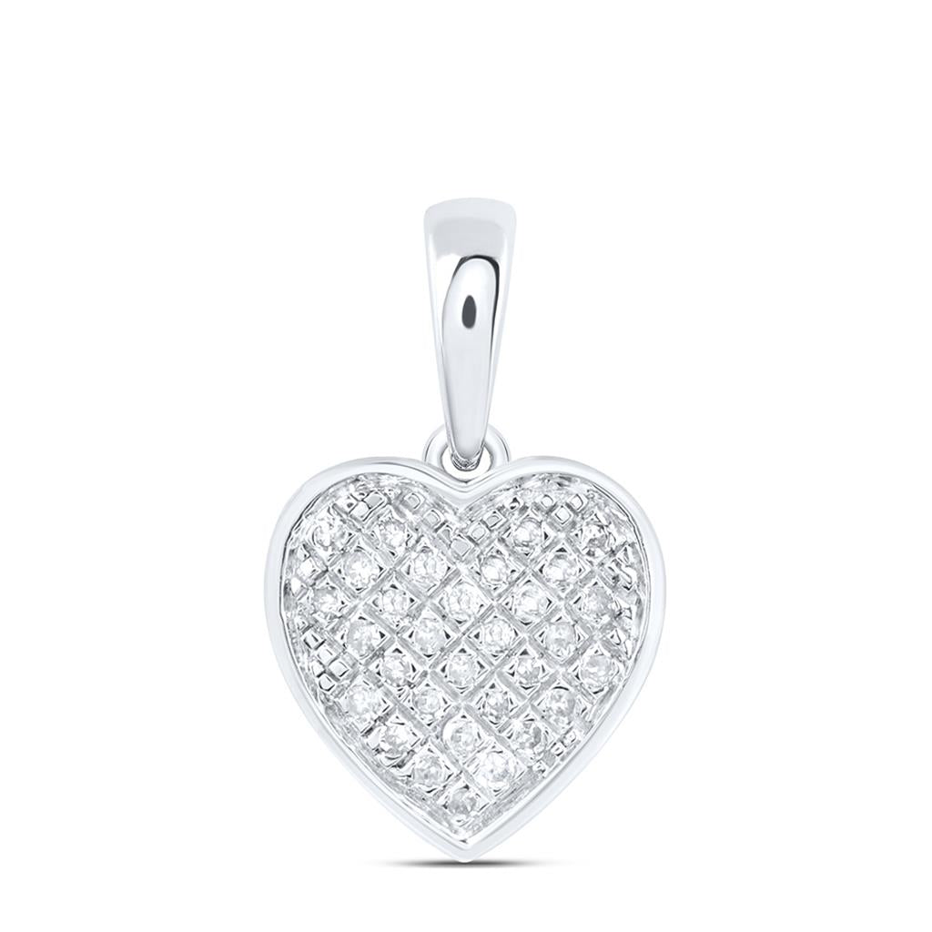 Sterling Silver 1/10 Cttw Natural Diamond Gift Heart Pendant