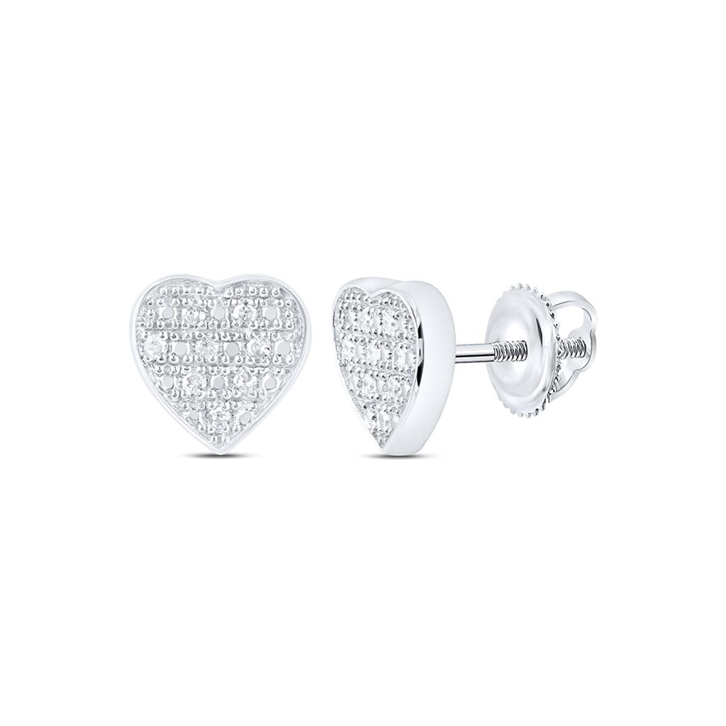 Sterling Silver 0.03 Cttw Natural Diamond Gift Heart Earring