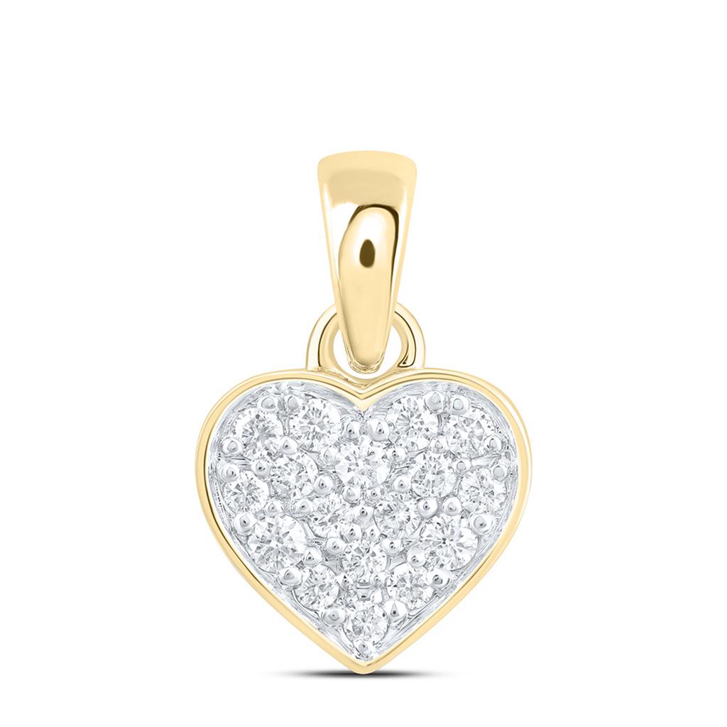 10K Yellow Gold 1/4 Cttw Natural Diamond Fashion Heart Pendant