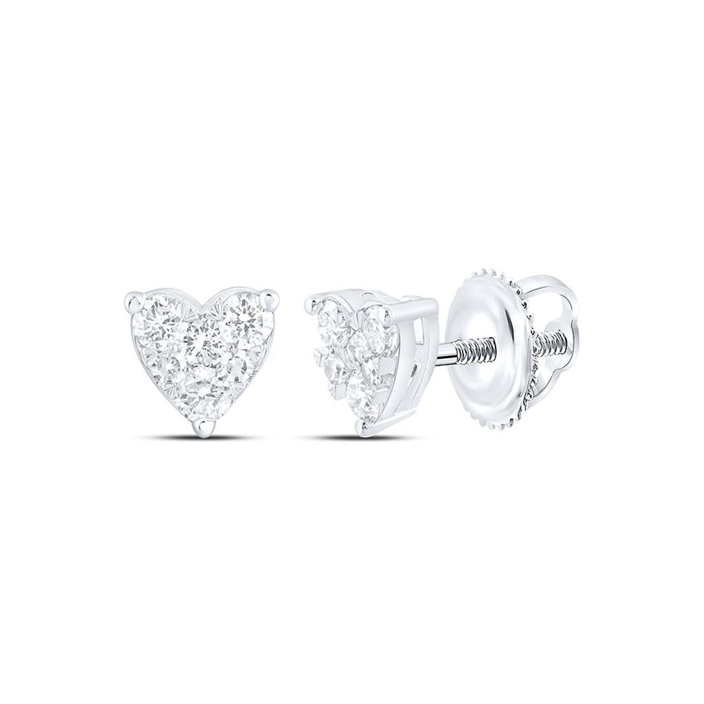 10K White Gold 1/4 Cttw Natural Diamond Fashion Heart Earring