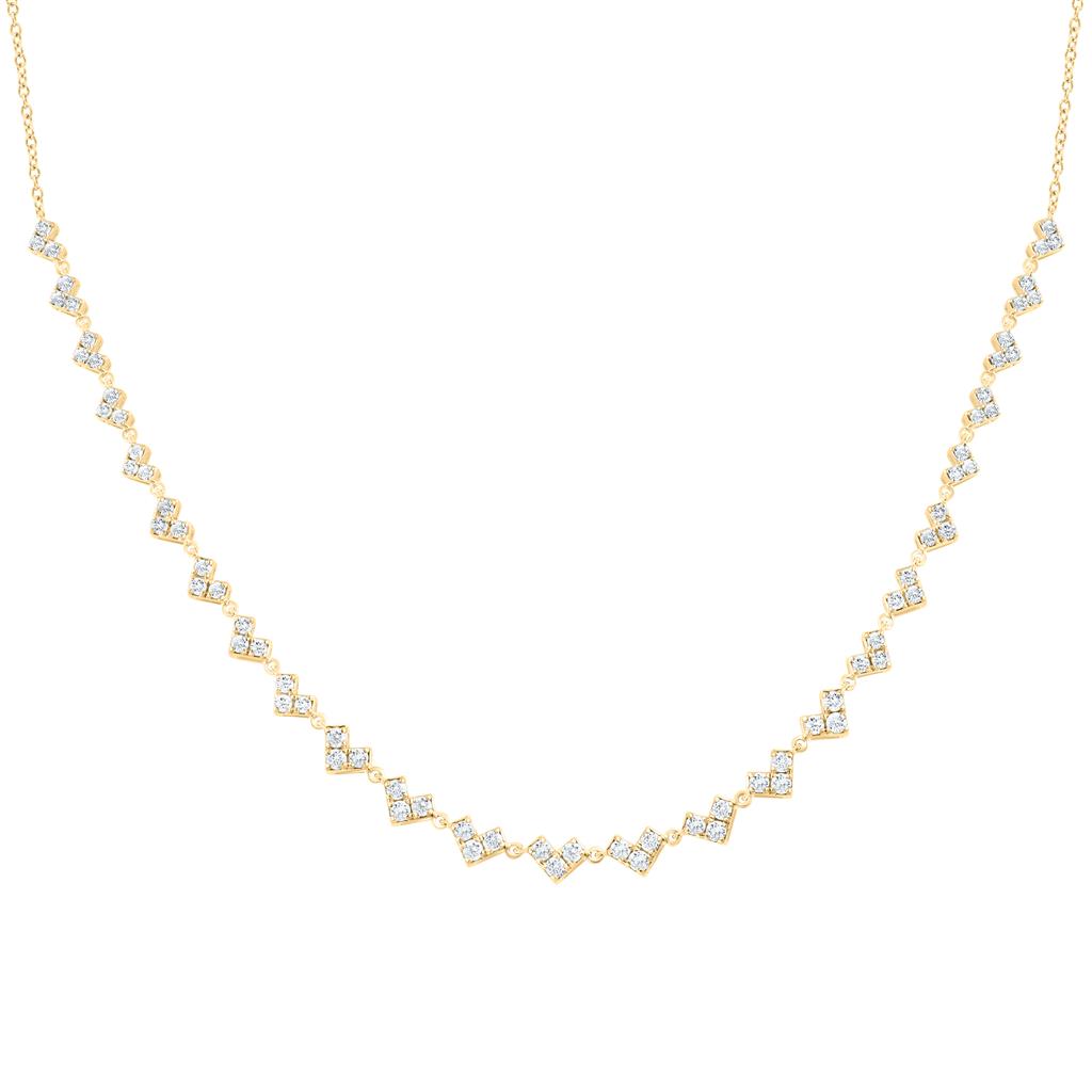 14K Yellow Gold 1 1/4 Cttw Natural Diamond Fashion Necklace (18 Inch)