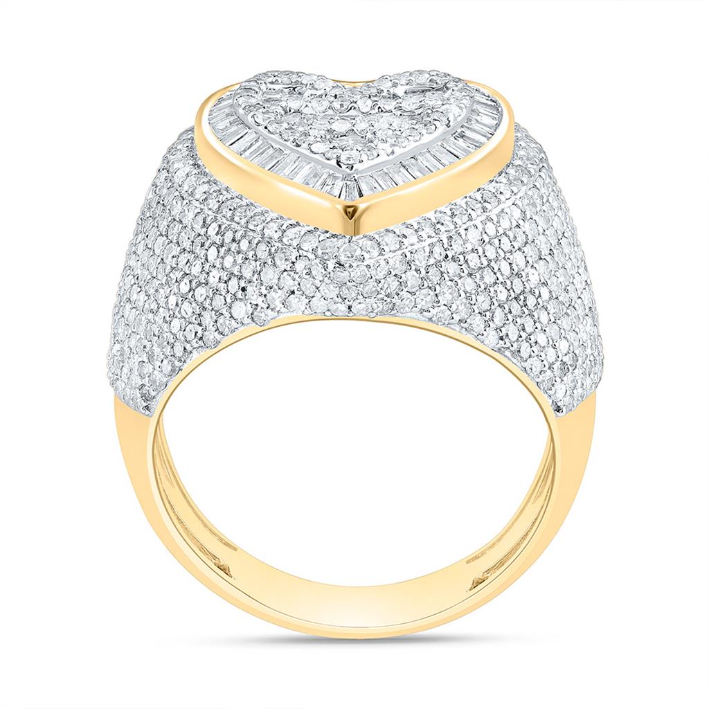 Sterling Silver Yellow Tone 2 Cttw Natural Diamond Gift Heart Ring
