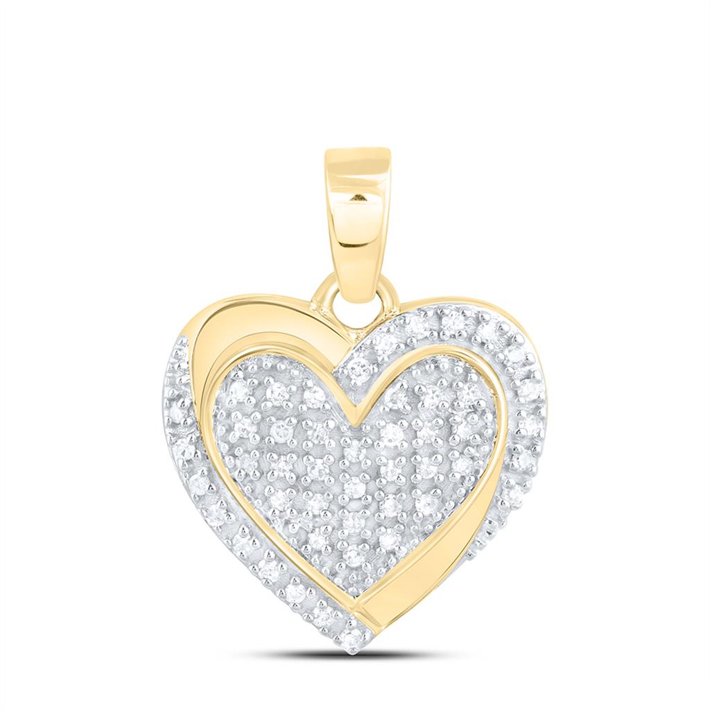 Sterling Silver Yellow Tone 1/8 Cttw Natural Diamond Gift Heart Pendant