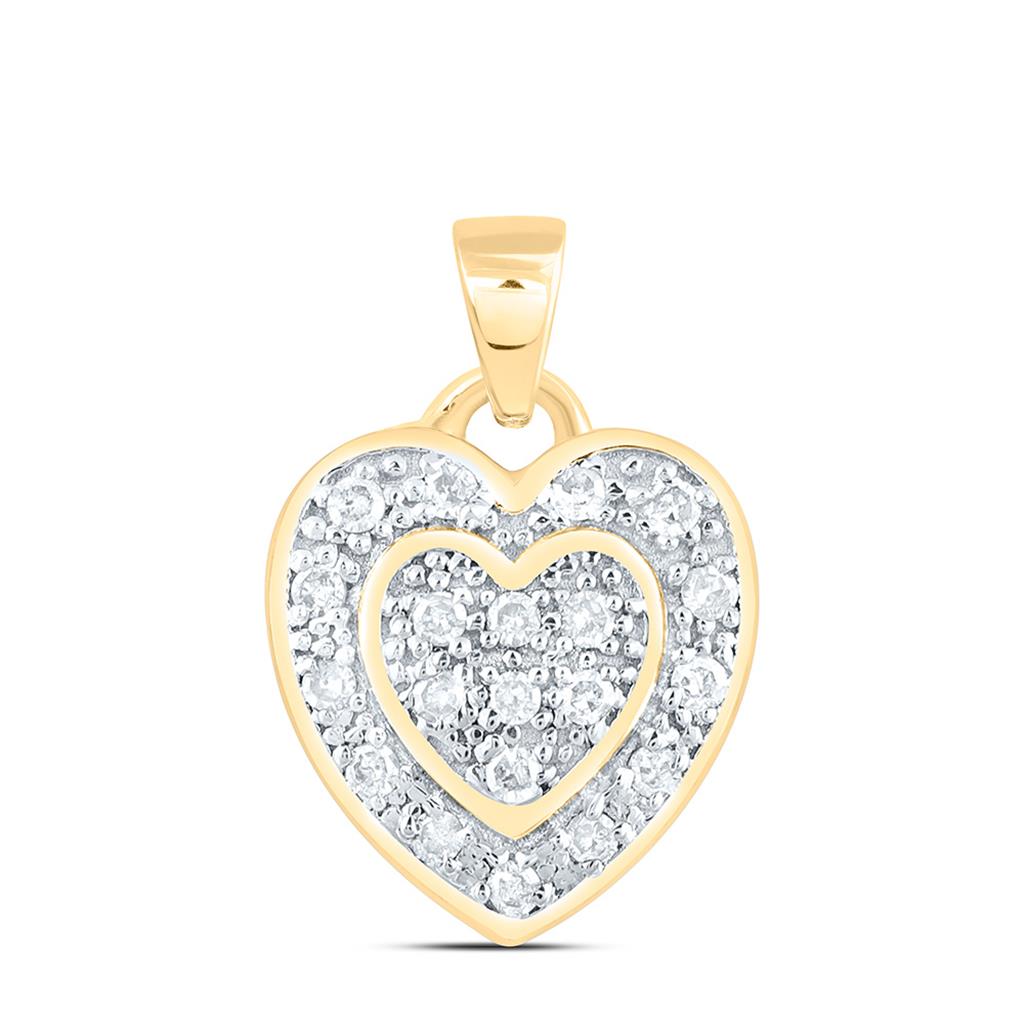 Sterling Silver Yellow Tone 1/20 Cttw Natural Diamond Gift Heart Pendant