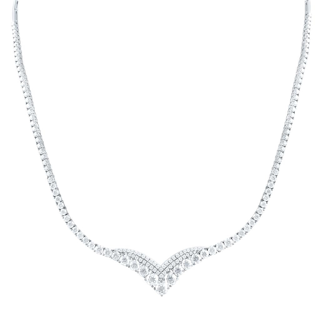 18K White Gold 9 1/3 Cttw Natural Diamond Vs-Efg Fashion Necklace (17 Inch)
