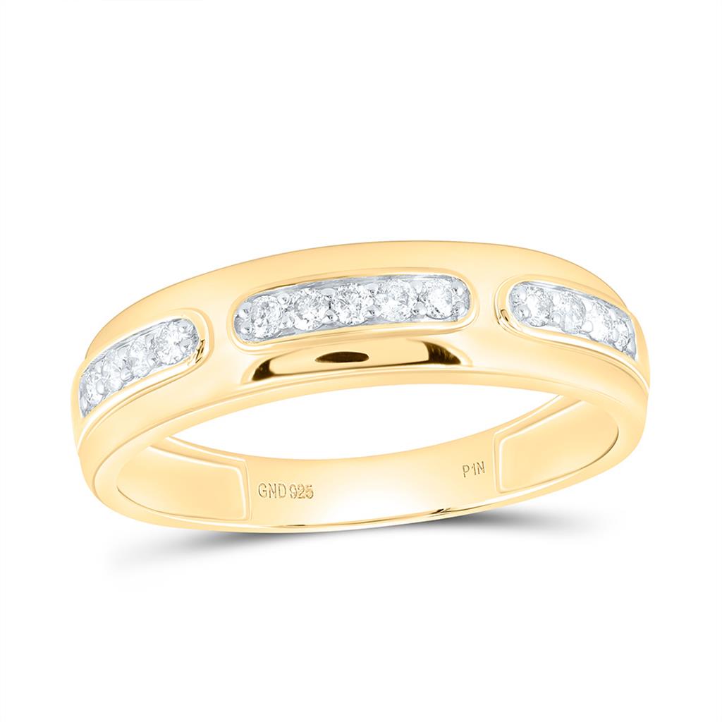 Sterling Silver Yellow Tone 3/4 Cttw Natural Diamond 1/4 Cttw Gift Center Emerald Trio Set