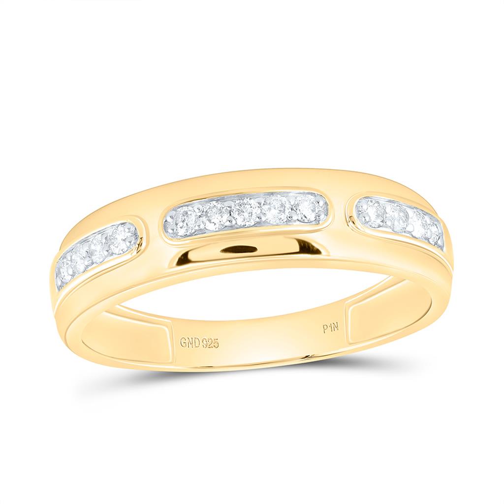 Sterling Silver Yellow Tone 3/4 Cttw Natural Diamond 1/5 Cttw Gift Center Heart Trio Set