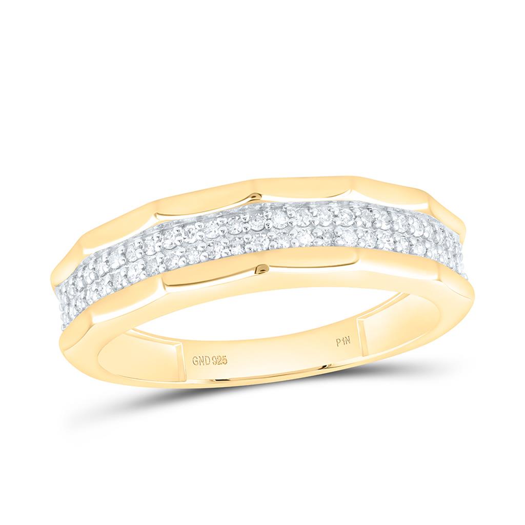 Sterling Silver Yellow Tone 3/4 Cttw Natural Diamond 1/5 Cttw Gift Center Round Trio Set