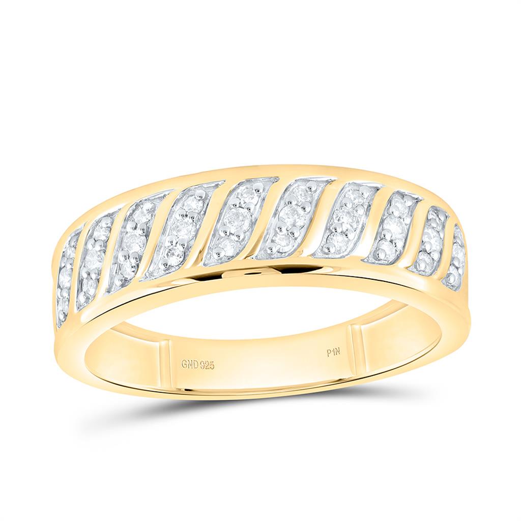 Sterling Silver Yellow Tone 3/4 Cttw Natural Diamond 1/4 Cttw Gift Center Emerald Trio Set